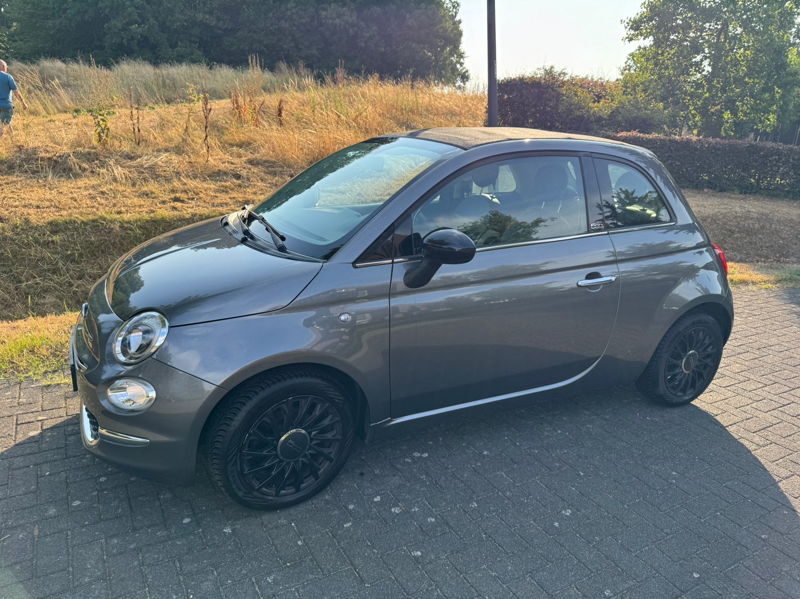 Fiat 500C 0.9 80pk Turbo Twinair 2016 Grijs, Auto's, Start-stop-systeem, Cabriolet, Handgeschakeld, 26 km/l
