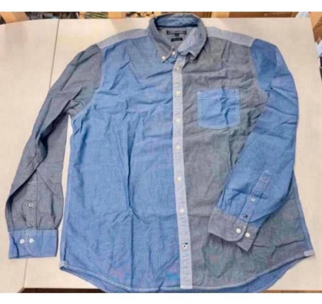 Tommy Hilfinger overhemd poloshirt vest 2XL xxl blauw-grijs, Blauw, Ophalen of Verzenden, Zo goed als nieuw, H
