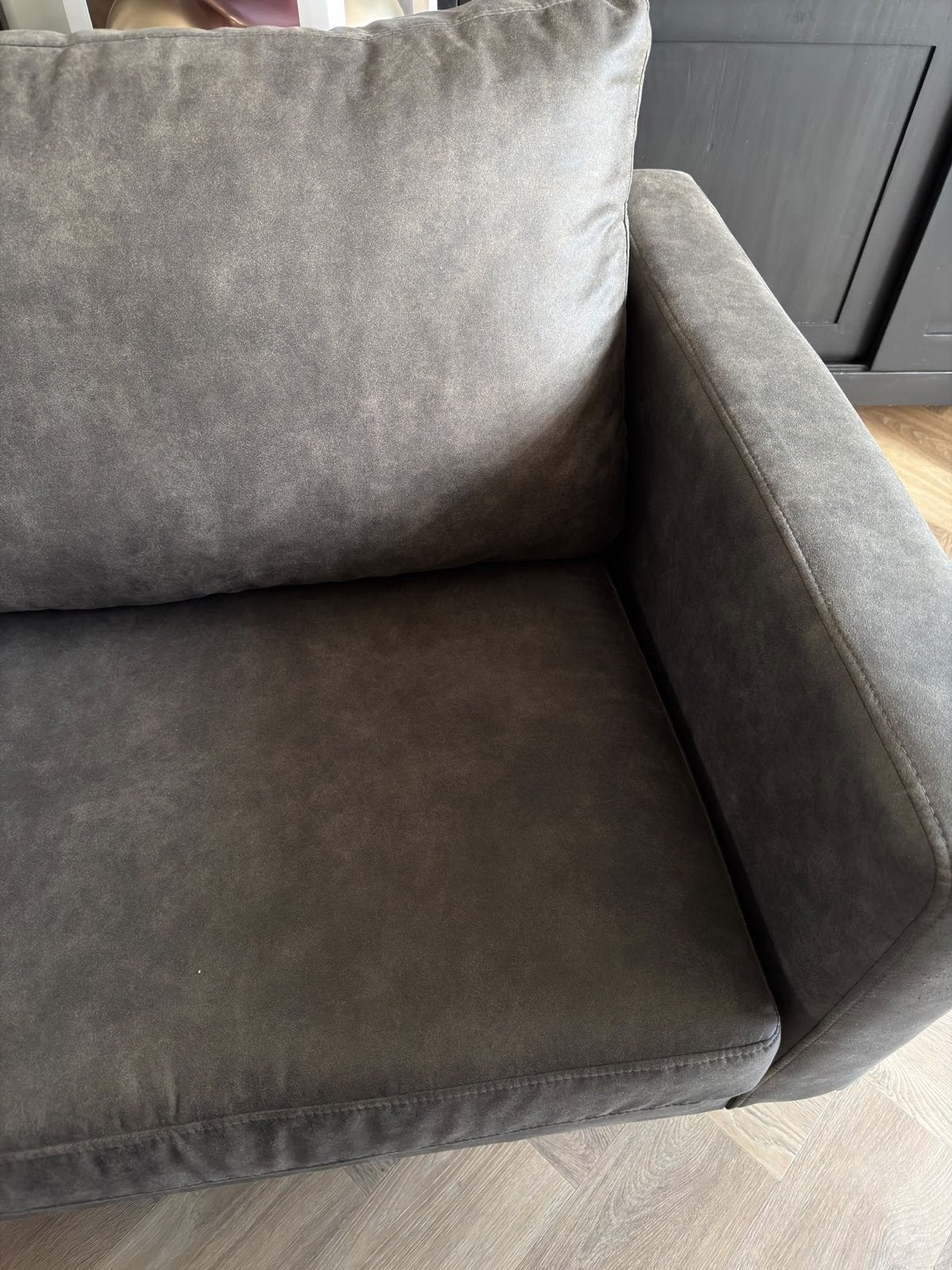 €100 DEZE WEEK OPHALEN  donker taupekleurige zitbank, Ophalen, 250 tot 300 cm, Minder dan 75 cm, Nieuw