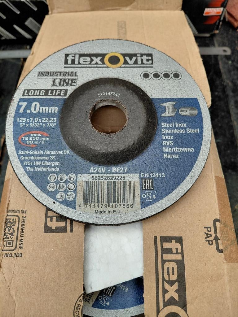 Flexovit industrial line afbramers 125mm, Doe-het-zelf en Verbouw, Ophalen of Verzenden, Nieuw, 700 tot 1000 watt, Haakse handslijpmachine