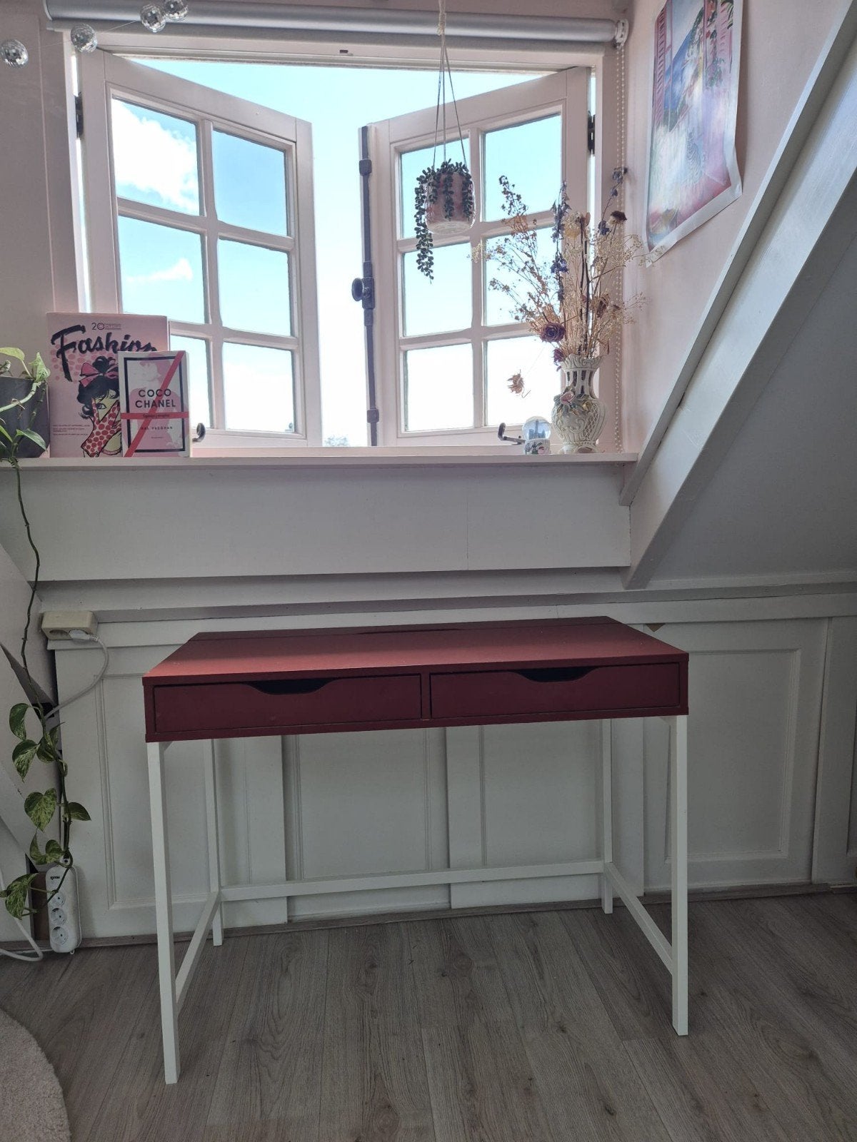 IKEA Alex bureau - Rood/Wit met lades, Huis en Inrichting, Bureaus, Ophalen, Gebruikt, 48 cm, IKEA