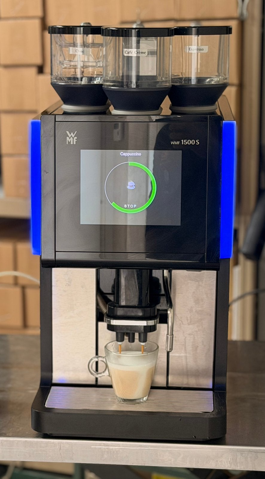 WMF 1500 S | 2 bonen + choco, Witgoed en Apparatuur, 10 kopjes of meer, Koffiemachine, Koffiebonen, Ophalen