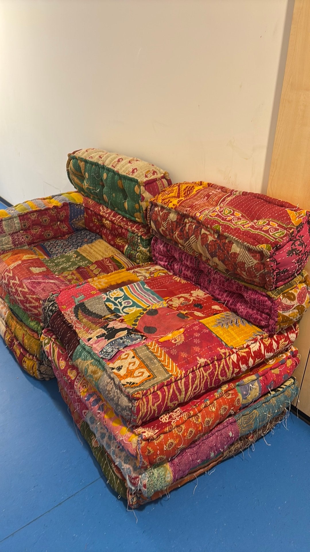 vidaXL Poef vierzits modulair stof patchwork, Vierkant, Ophalen of Verzenden, Zo goed als nieuw, 75 tot 100 cm