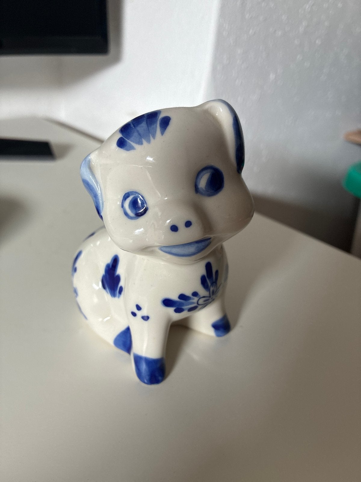 Leuke Delfts Blauw spaarpot varken, Verzenden, Gebruikt, Steen, Aardewerk of Keramiek, Dier