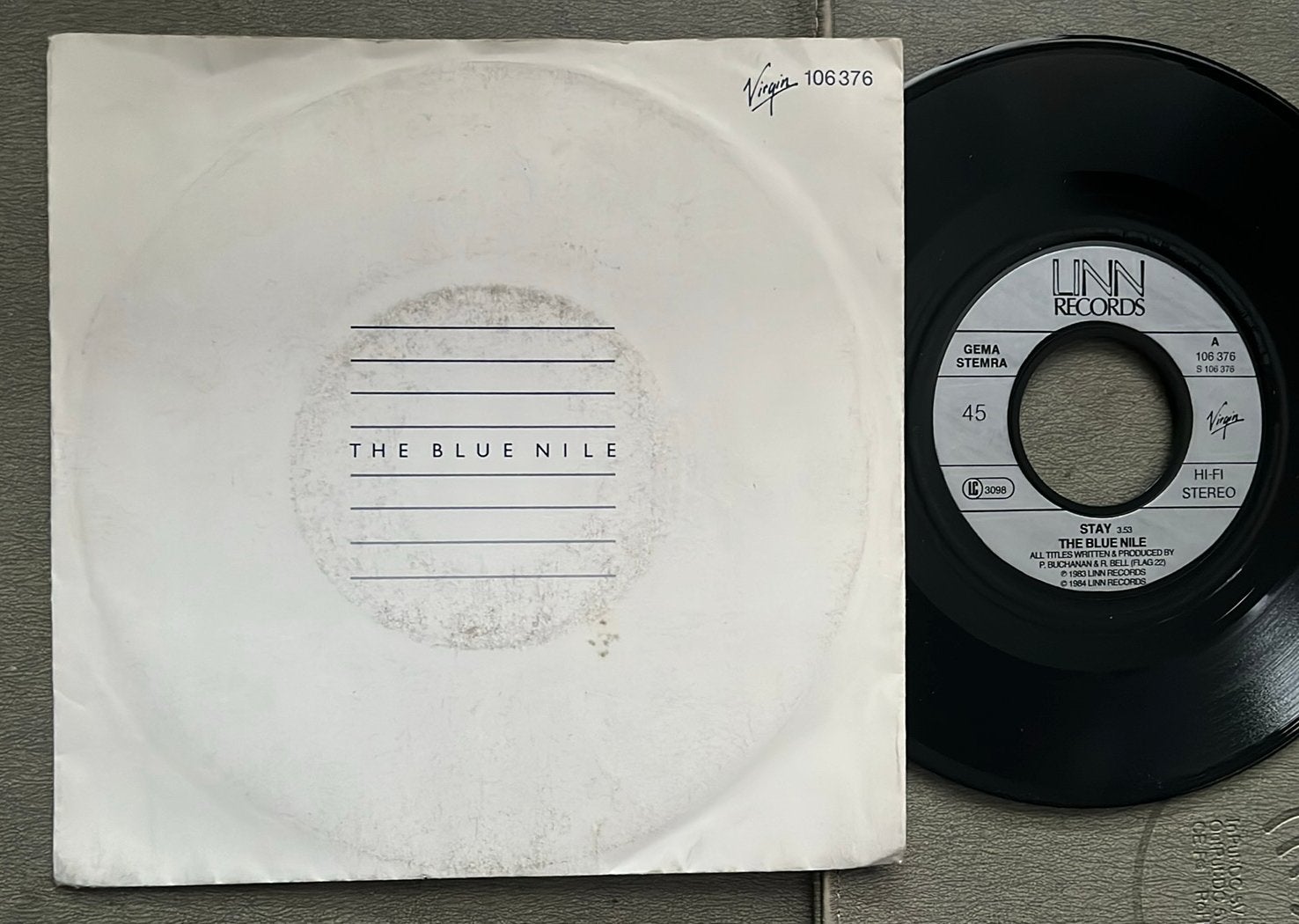 The Blue Nile - Stay 7” EU 1984, Cd's en Dvd's, Vinyl Singles, Gebruikt, 7 inch, Ophalen of Verzenden, Pop
