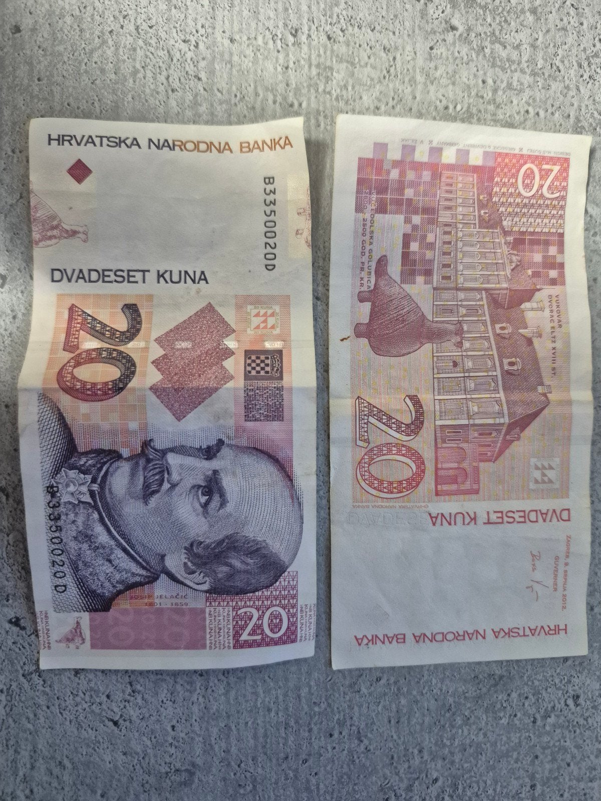 2x Kroatisch bankbiljet 20 Kuna - Zeldzaam verzamelobject, Ophalen of Verzenden, Overige landen, Los biljet