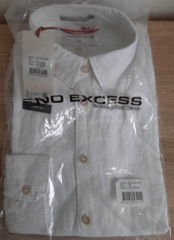 Heren overhemd No Excess, Wit, Nieuw, No Excess, Halswijdte 39/40 (M)