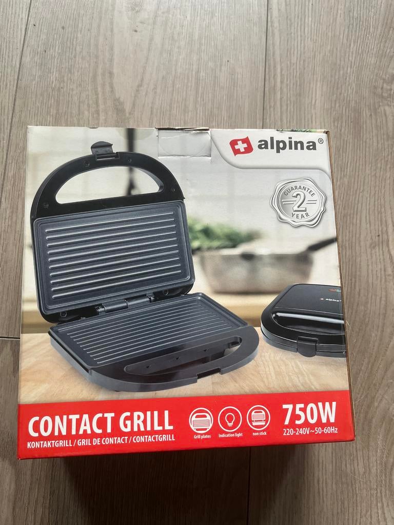 Nieuwe Alpina Contactgrill 750W - Perfect voor tosti's, Witgoed en Apparatuur, Contactgrills, Ophalen, Nieuw
