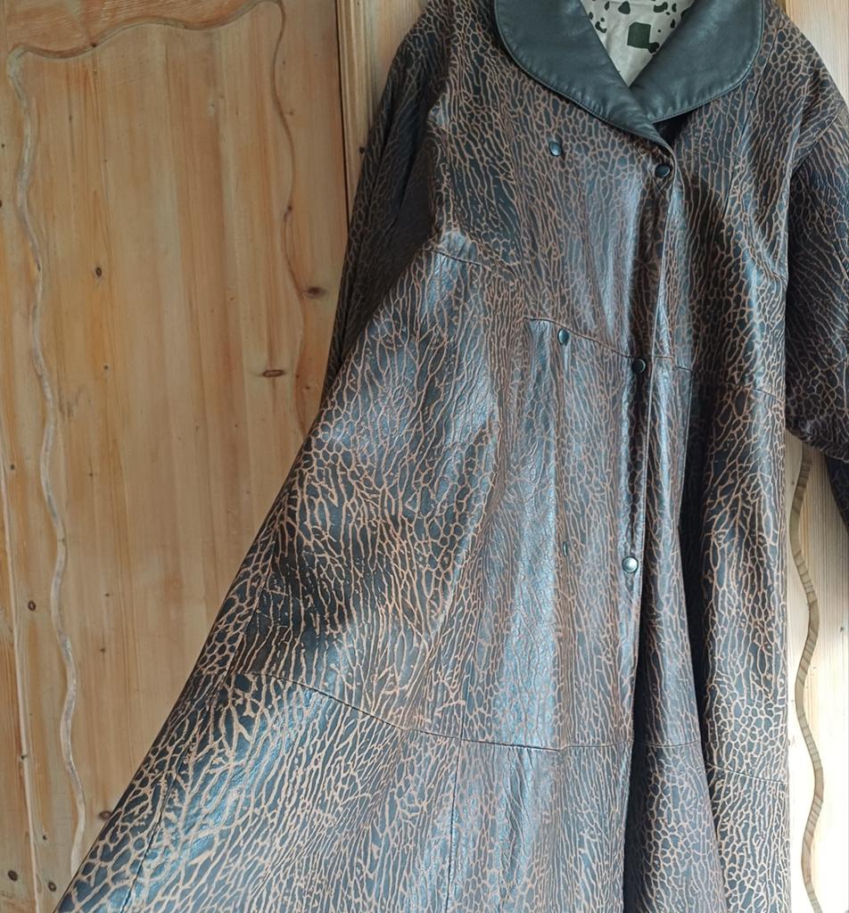 Vintage jas leer finland mode ontwerper Ilja Leimu en Pentik, Kleding | Dames, Jassen | Winter, Zo goed als nieuw, Maat 42/44 (L)