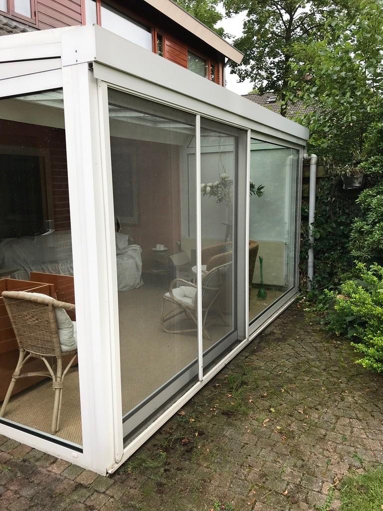 Mooie serre met schuifdeuren en glazen dak, Tuin en Terras, Overkappingen, Ophalen of Verzenden, Gebruikt, Serre