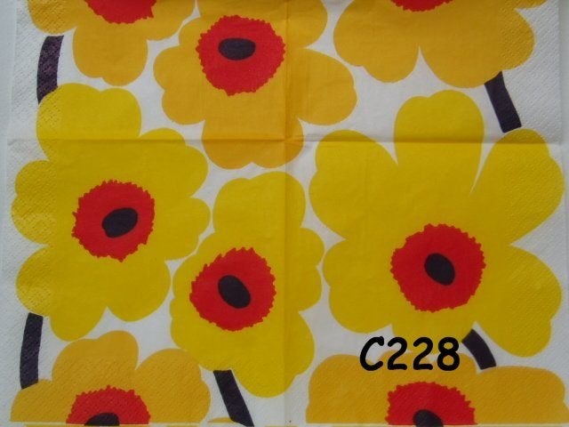 Servetten decoupage/bullet journal – bloemen Marimekko C228x, Verzenden, Nieuw