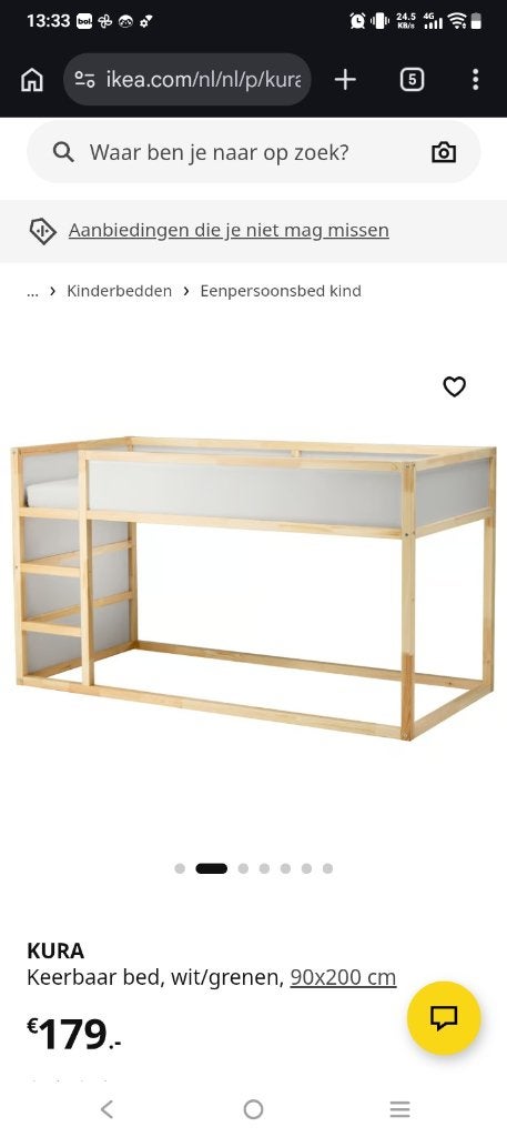 Kura bed 4x, Ophalen, Gebruikt, Eenpersoons, 140 cm