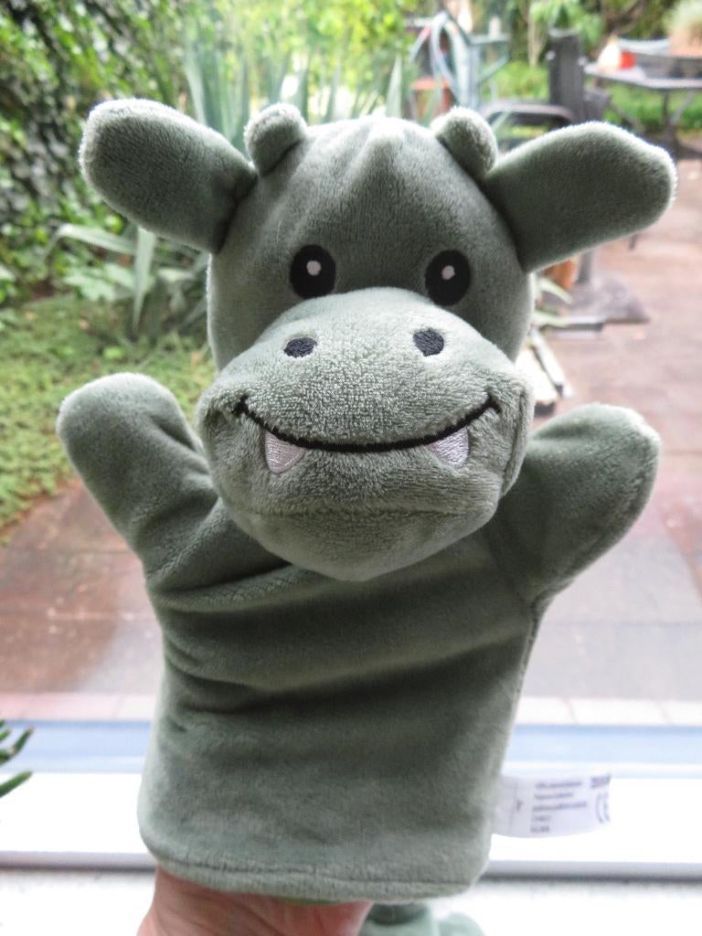 Handpop Monster Draak Koe van Zeeman zacht velours, Groen, Ophalen of Verzenden, Zo goed als nieuw, Wasbaar