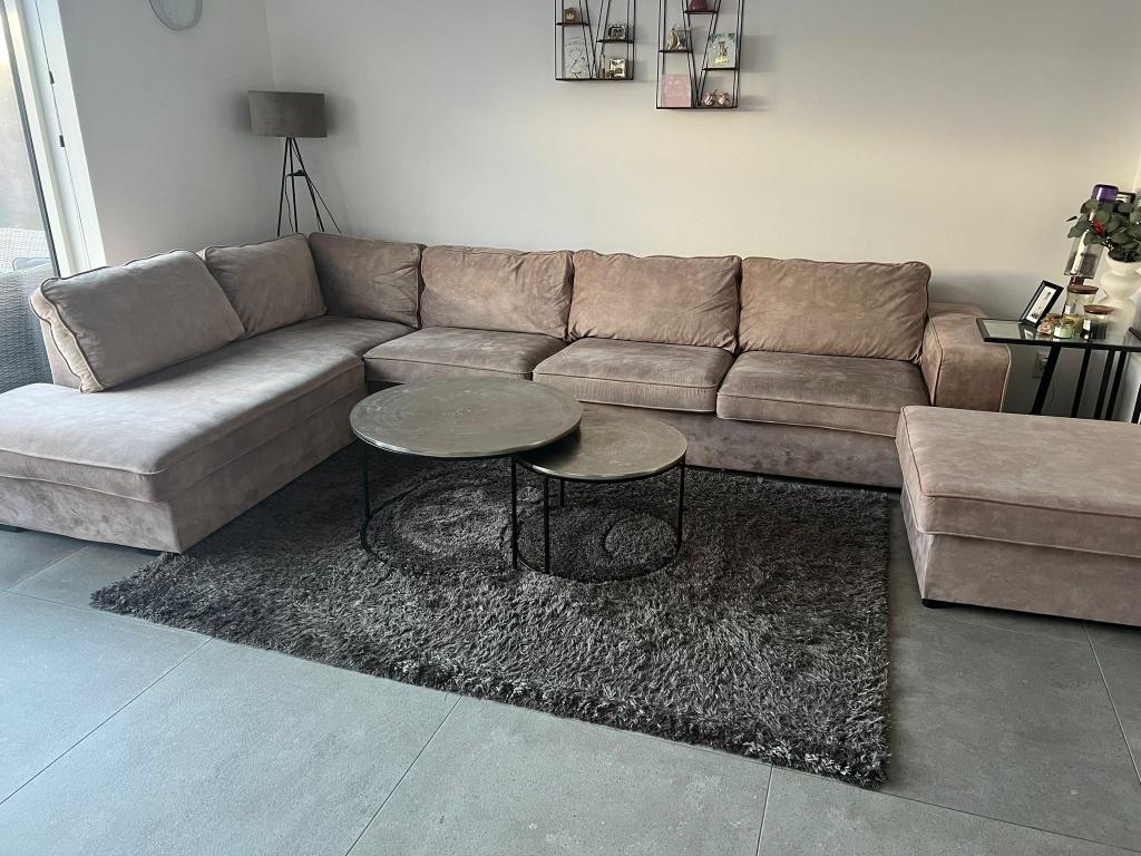Ruime hoekbank incl. salontafel te koop, Ophalen, Gebruikt, Stof