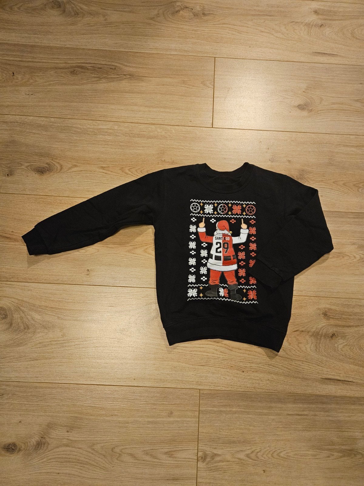 Feyenoord Kersttrui - Maat 8/10 - Zwart met Kerstman, Ophalen of Verzenden, Gebruikt, Feyenoord, Jongen of Meisje