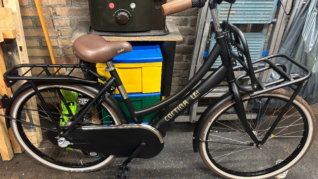 Mooie 24 inch Cortina U4 meisjesfiets matzwart, Ophalen, Terugtraprem, 24 inch, Versnellingen
