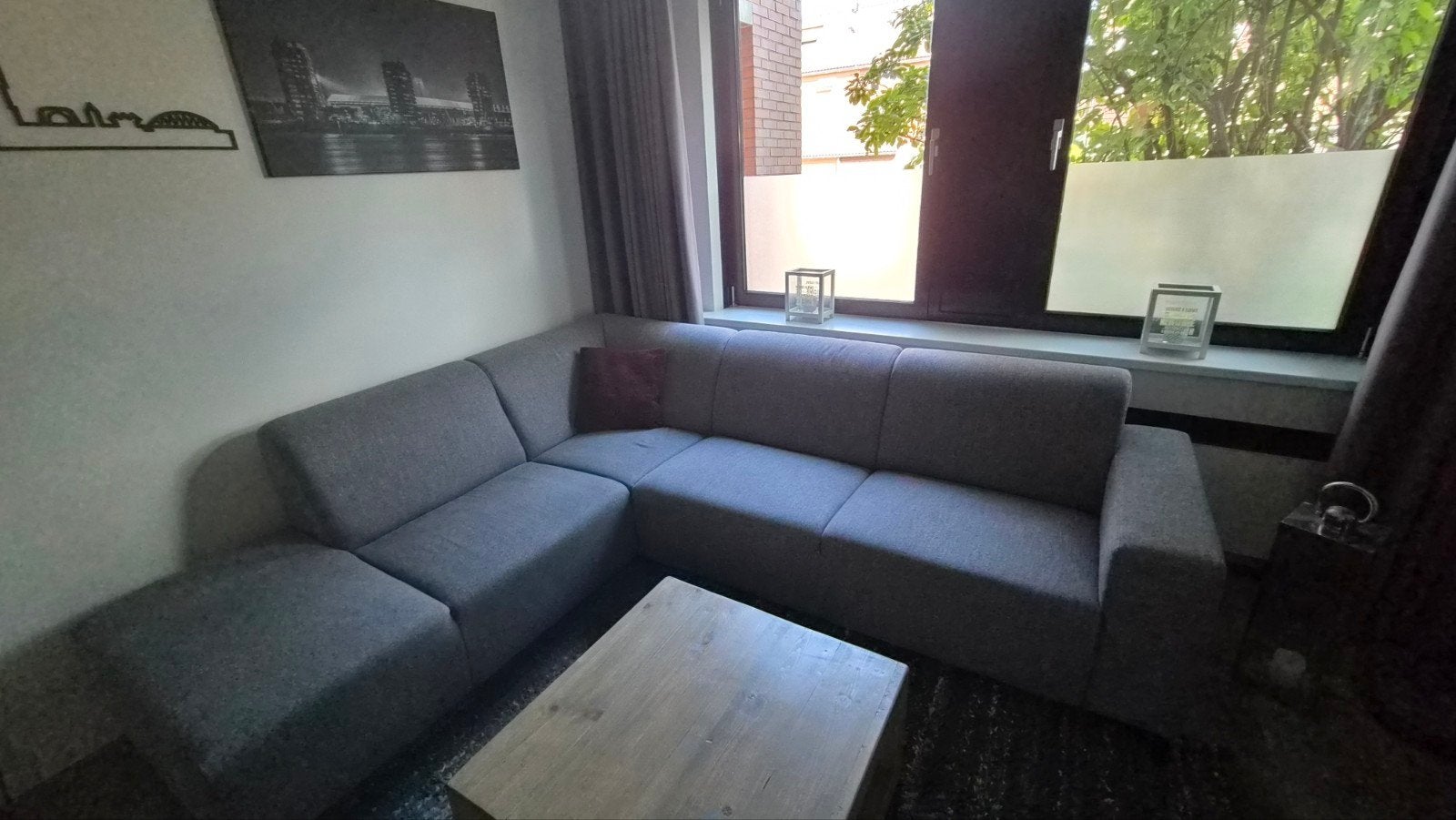 Grijze Hoekbank Alpa met HR-zitting en metalen poten, Ophalen, Modern, Comfortabel, 250 tot 300 cm, Hoekbank