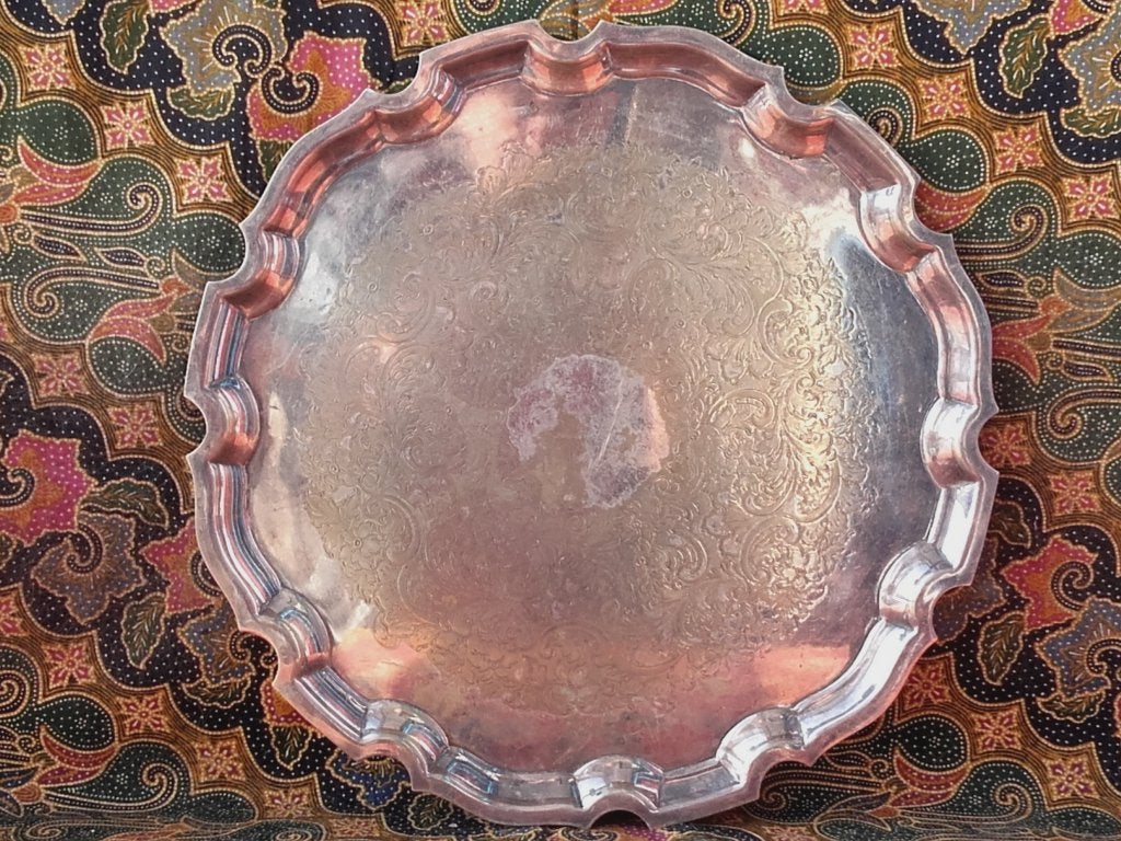 Mooi antiek silverplate dienblad uit Engeland 35,7 cm., Antiek en Kunst, Ophalen of Verzenden