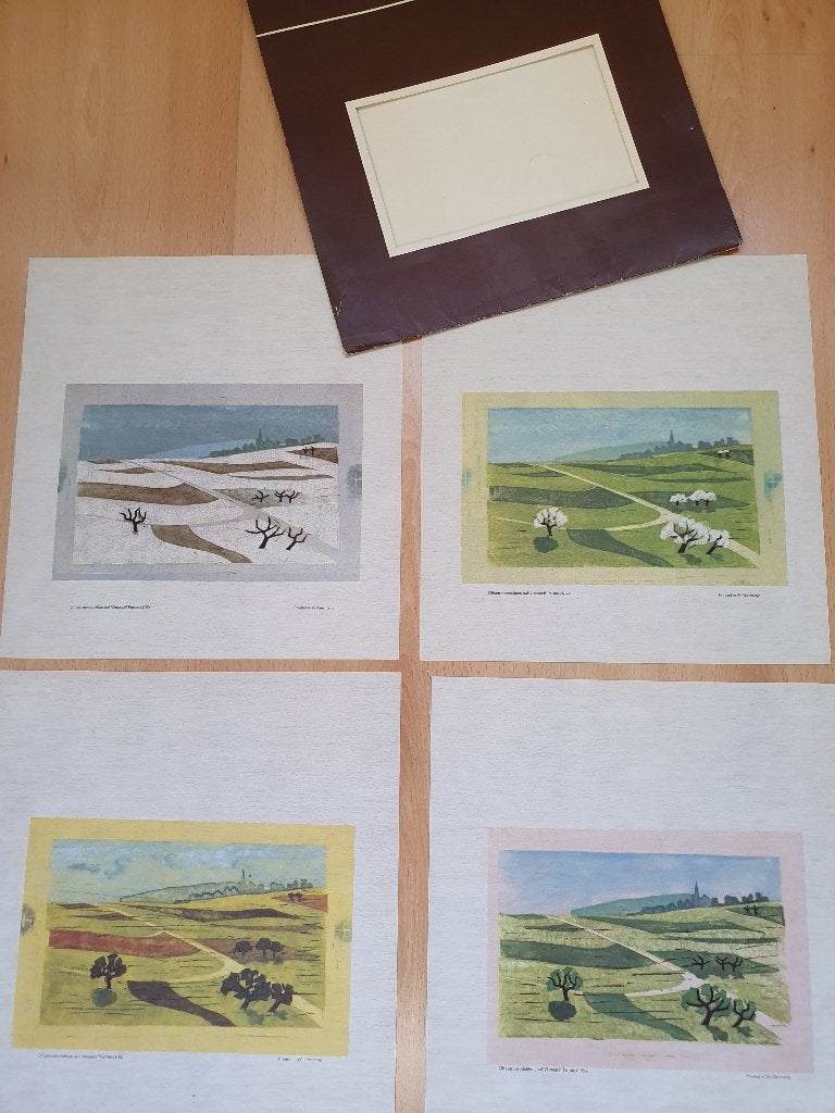 4 x afbeelding jaargetijden op vliesstof - Lohmann, Ophalen of Verzenden, Minder dan 50 cm, Schilderij