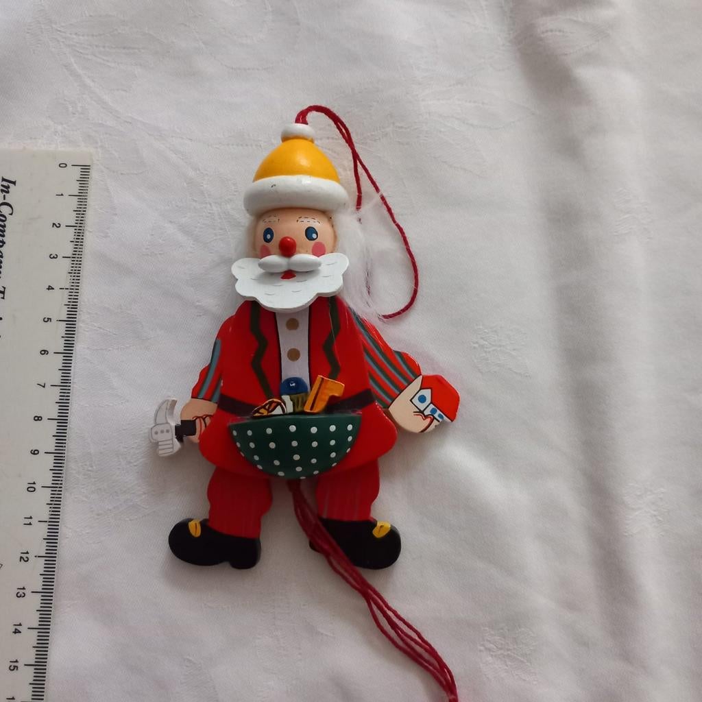 Houten Trekpop kerstman - Collector's Item, Ophalen of Verzenden