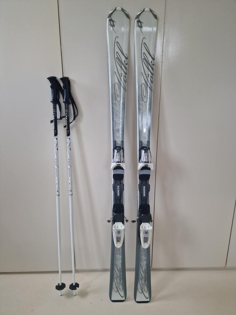 Dames Völkl Ski's [& Salomon stokken], Ophalen, 160 tot 180 cm, Gebruikt, Salomon