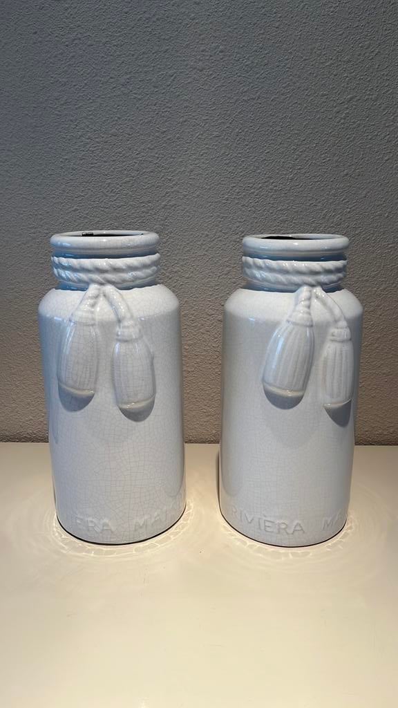 Riviera maison tassel craquele pot, Huis en Inrichting, Woonaccessoires | Vazen, Zo goed als nieuw, Overige kleuren, Minder dan 50 cm