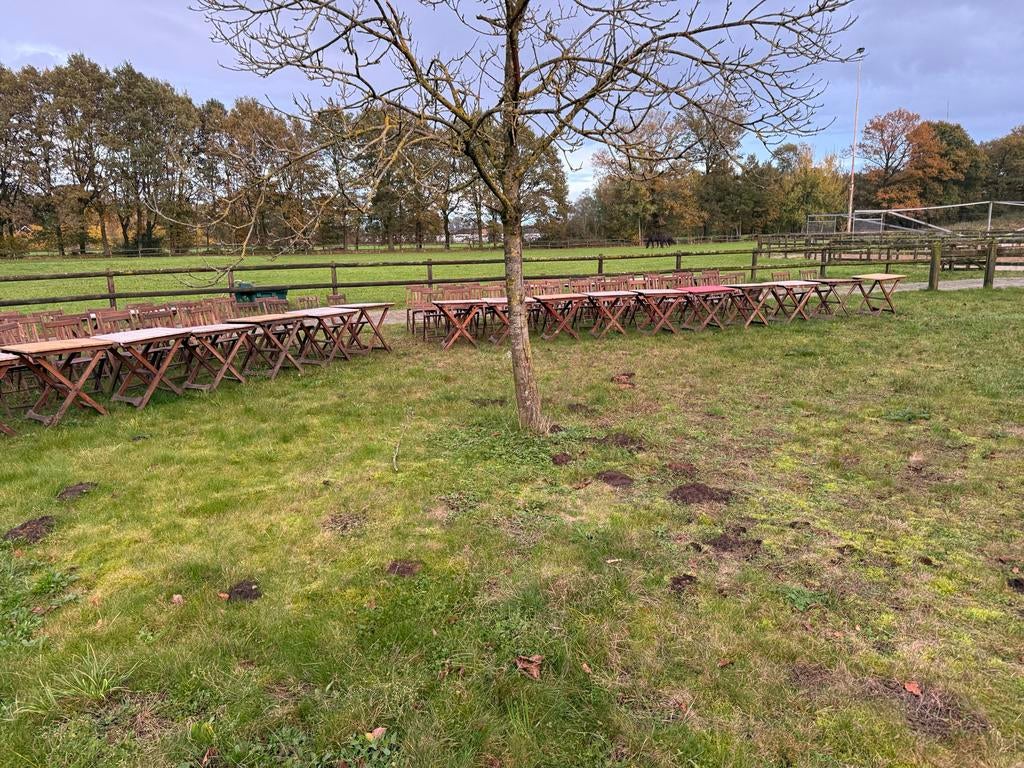 Houten Tafels & Stoelen - Complete Set!, Ophalen of Verzenden, Tot 1 ha, Overige bestemmingen