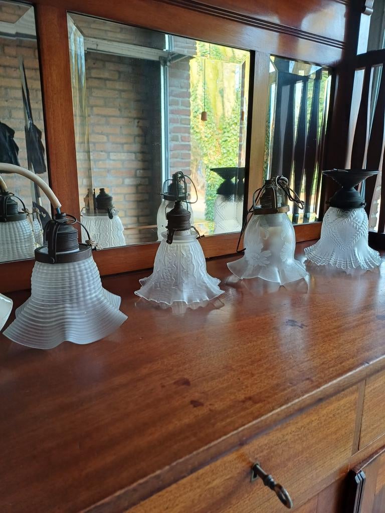 Vintage tulplampjes, Jugendstil., Ophalen of Verzenden
