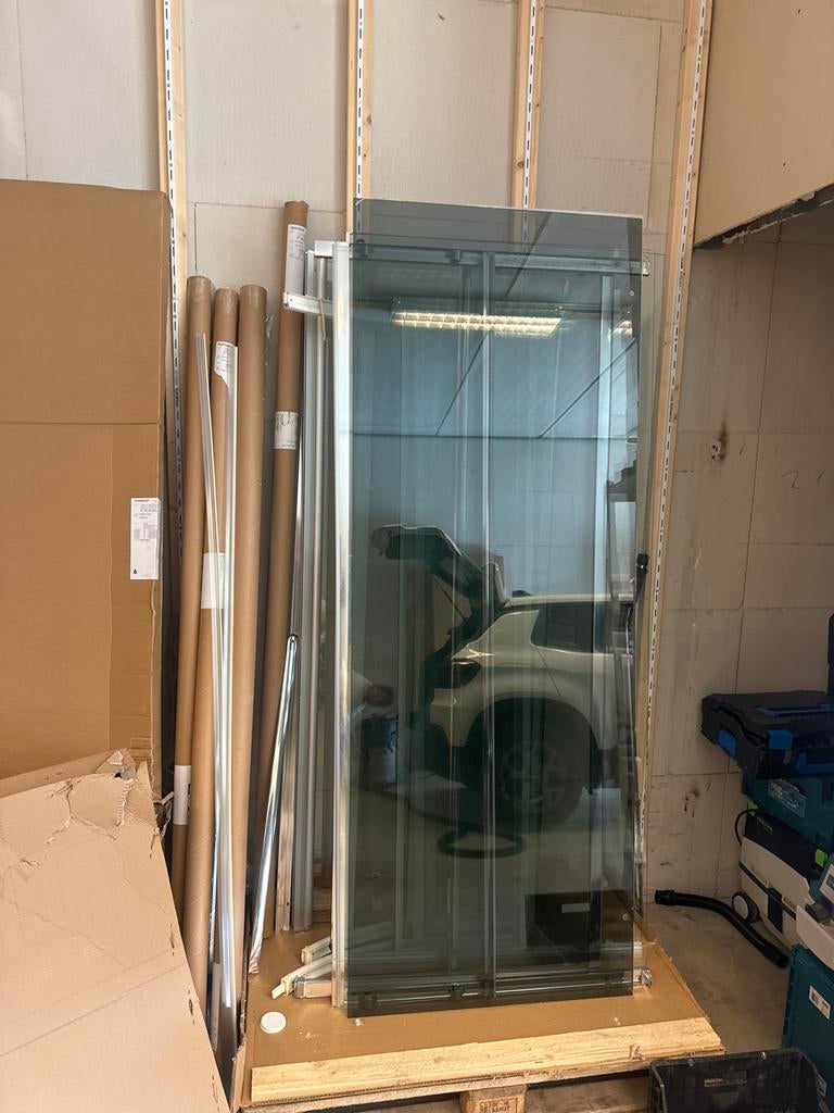 Gratis veiligheidsglas/douchewanden af te halen, Gebruikt, Overige typen, Glas, Schuifdeur