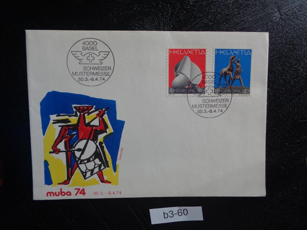 zwitserland - europa zegels 1974 (b3-60), Ophalen of Verzenden, Envelop