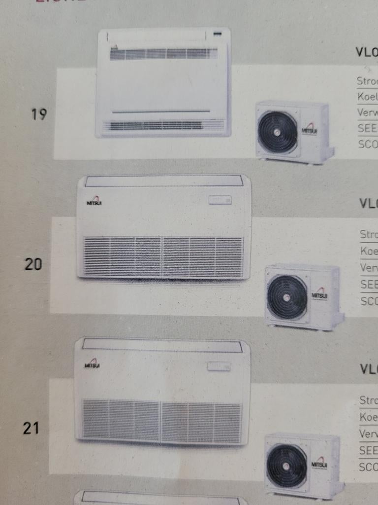 Mitsui/Carrier cassette systemen  3.5kw,5 en 7kw inverter wp, Ophalen of Verzenden