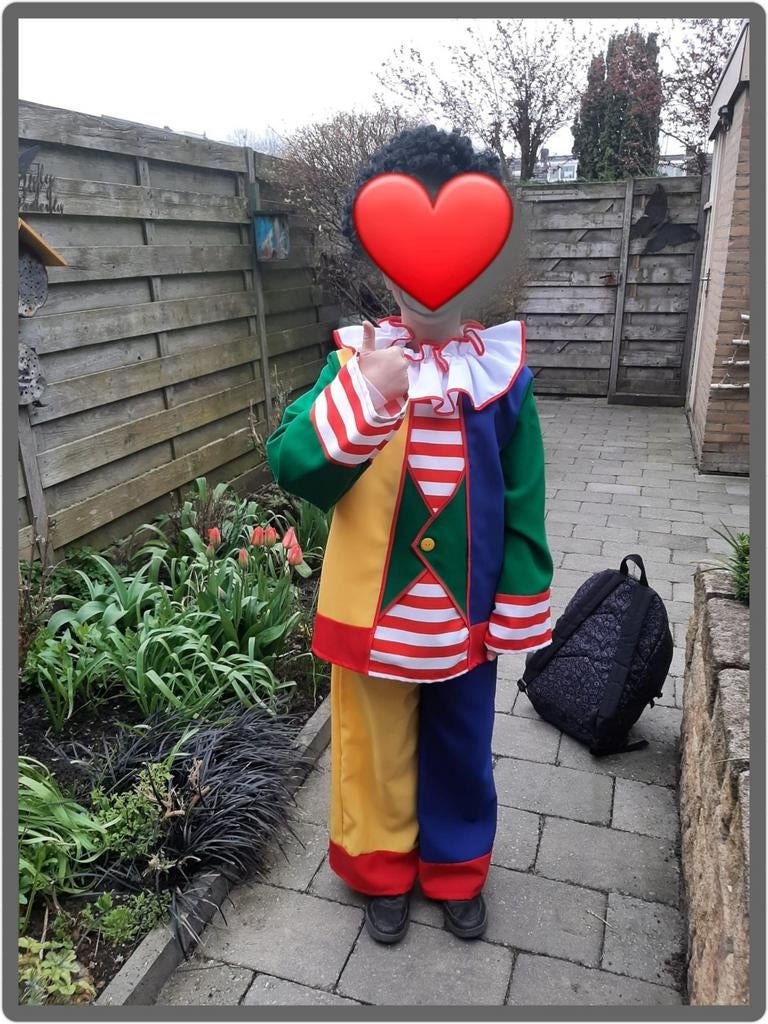 Clownspak - 1x gedragen, Ophalen of Verzenden, Zo goed als nieuw, 122 t/m 128, Jongen of Meisje