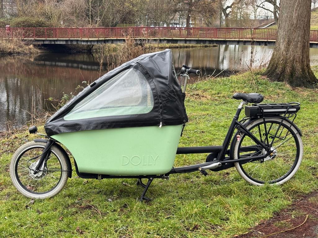 Bakfiets electric cargo bike, Gebruikt, Huif, 2 kinderen, Ophalen