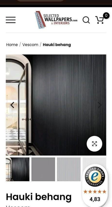 Vescom reliëf behang hauki, zwart, Ophalen, 75 m² of meer, Zwart