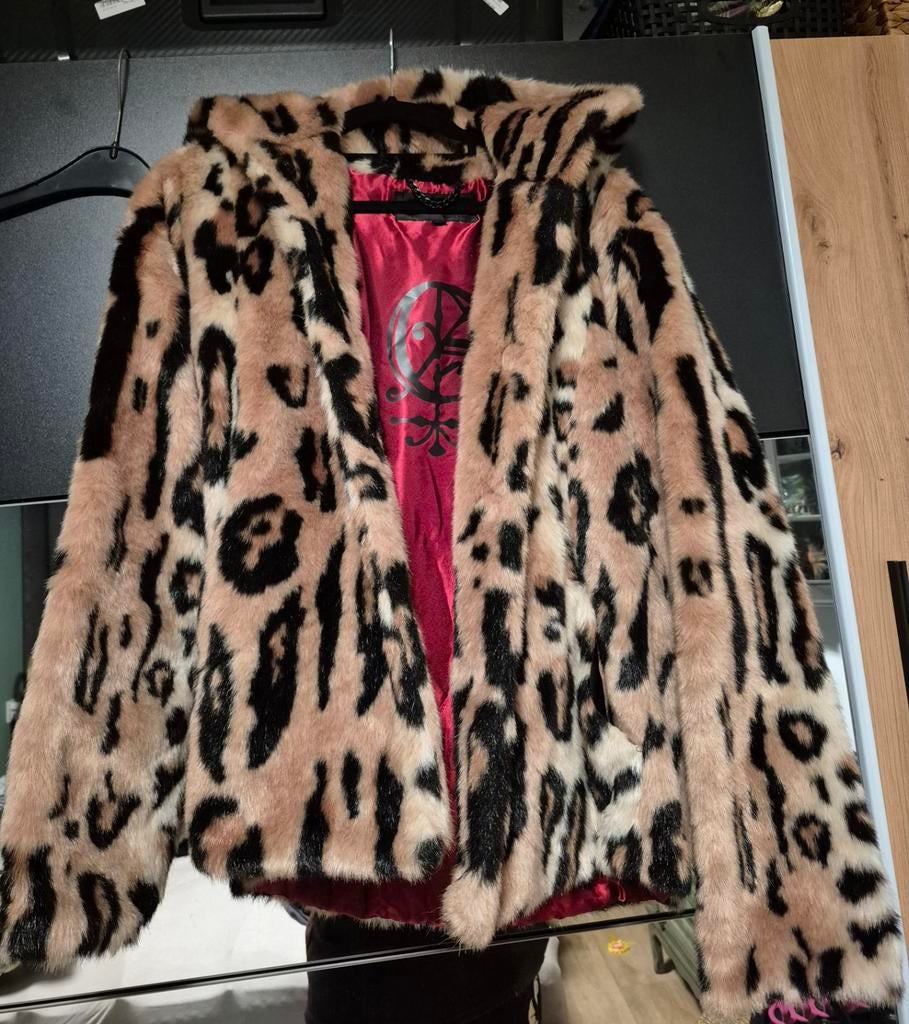 Giacomo faux fur Leopard Bontjas - Maat L, Bruin, Maat 42/44 (L), Ophalen of Verzenden, Zo goed als nieuw