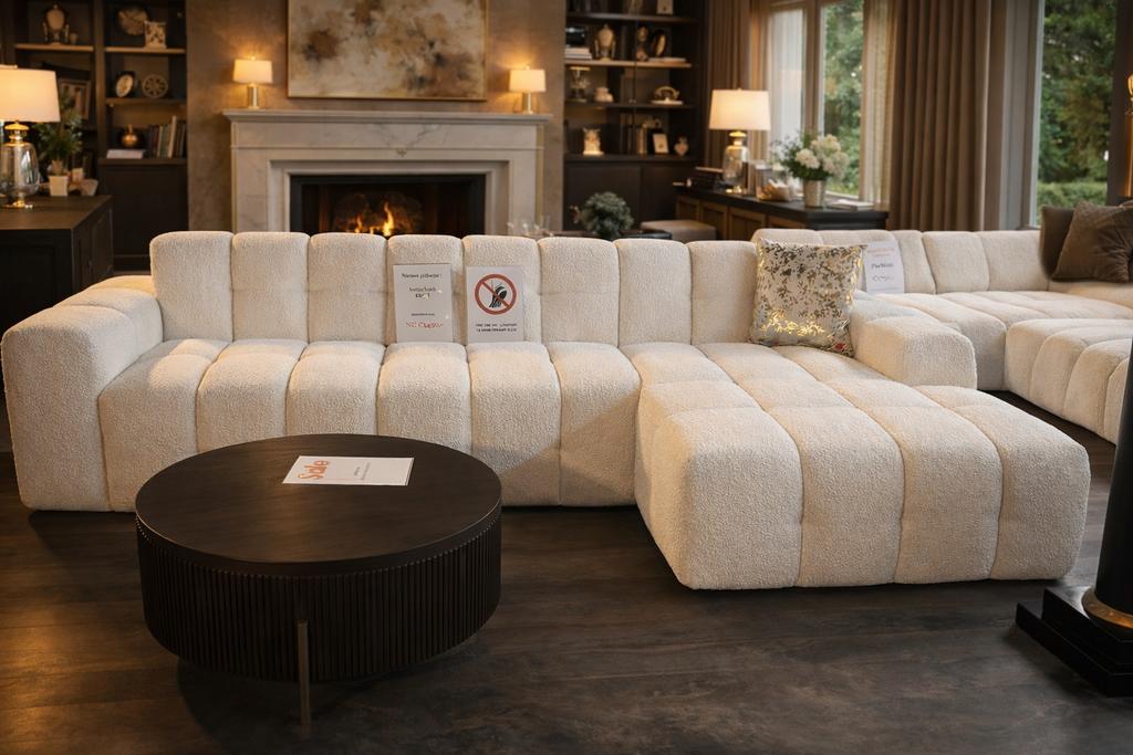 Ruime lounge bank wit NIEUW, Huis en Inrichting, Banken | Bankstellen, Hoekbank, Ophalen of Verzenden, Zo goed als nieuw, Stof