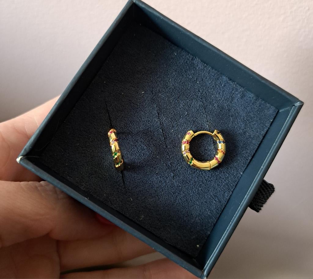 Anna + Nina Oorbellen met gekleurde steentjes, Sieraden, Tassen en Uiterlijk, Hangers, Ophalen of Verzenden, Zo goed als nieuw
