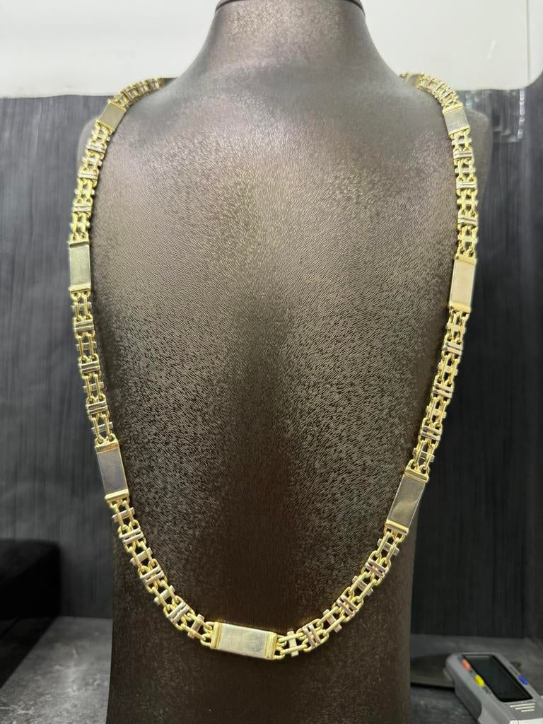 Prachtige 14 karaats gouden massieve FLAT MAGNUM ketting, Ophalen of Verzenden, Nieuw, Goud
