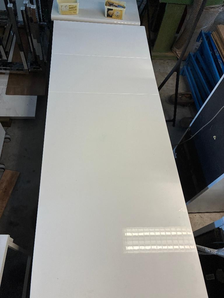 kunststof uitschuiftafel met rvs onderstel, Ophalen, Kunststof, 200 cm of meer, 50 tot 100 cm