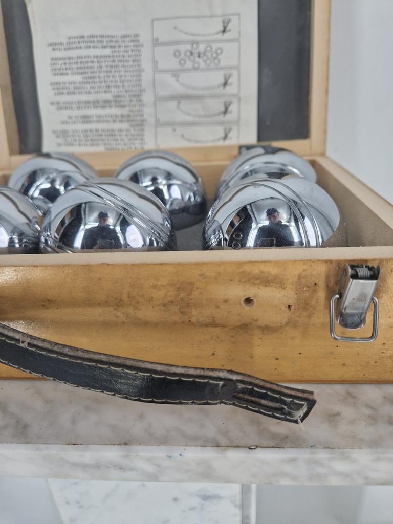Jeu de Boules Set | 6 Metalen Ballen | Houten Kist, Sport en Fitness, Bowlen, Gebruikt, Onbekend, Bal, Ophalen of Verzenden