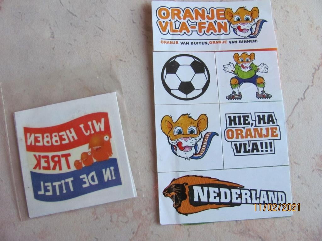 SET voetbal Oranje STICKERS en TATTOOS plakplaatjes kind FAN, Ophalen of Verzenden, Nieuw, Stickers en Plaatjes