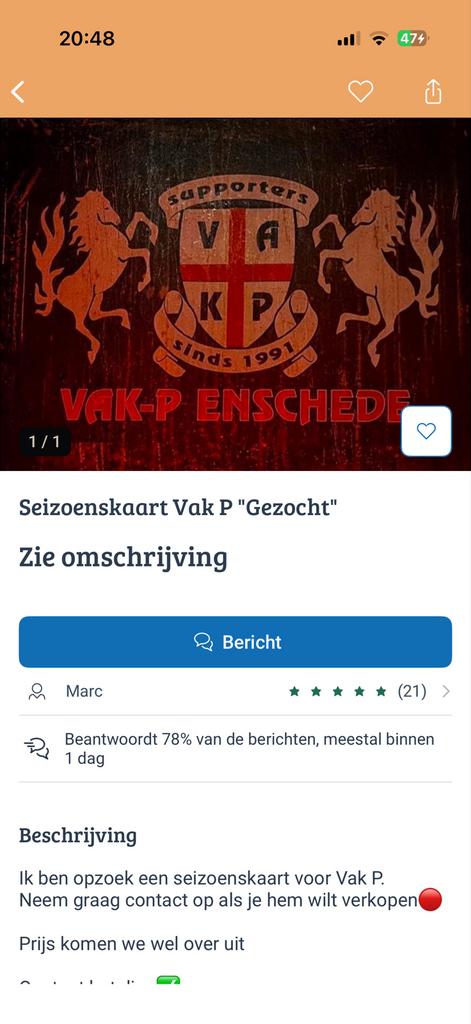 Seizoenskaart vak P gezocht !!, Tickets en Kaartjes, Sport | Voetbal, Seizoenskaart, Drie personen of meer, Maart