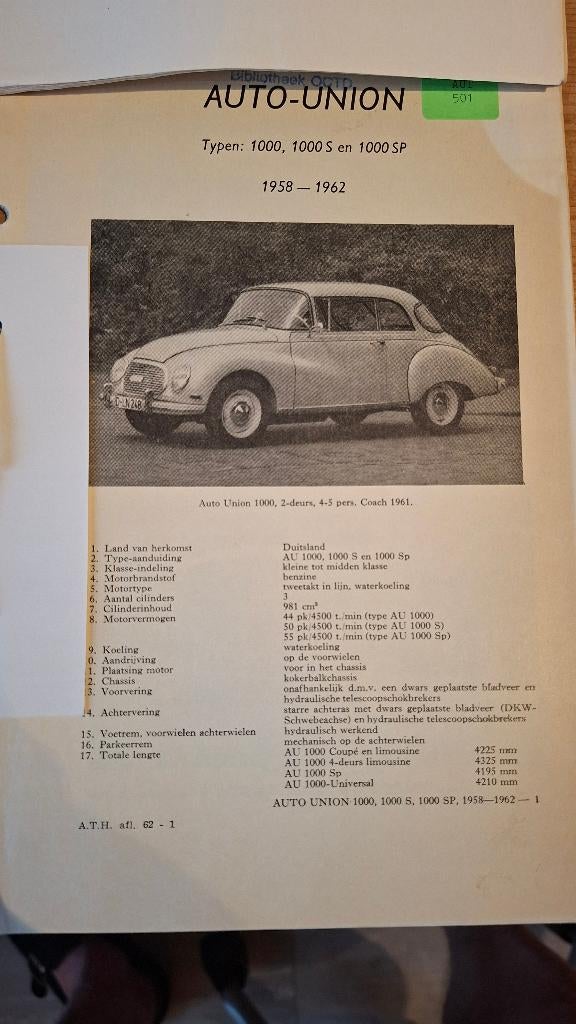 Auto Union handleiding typen 1000, 1000 S, 1000 SP 1958-1962, Verzenden
