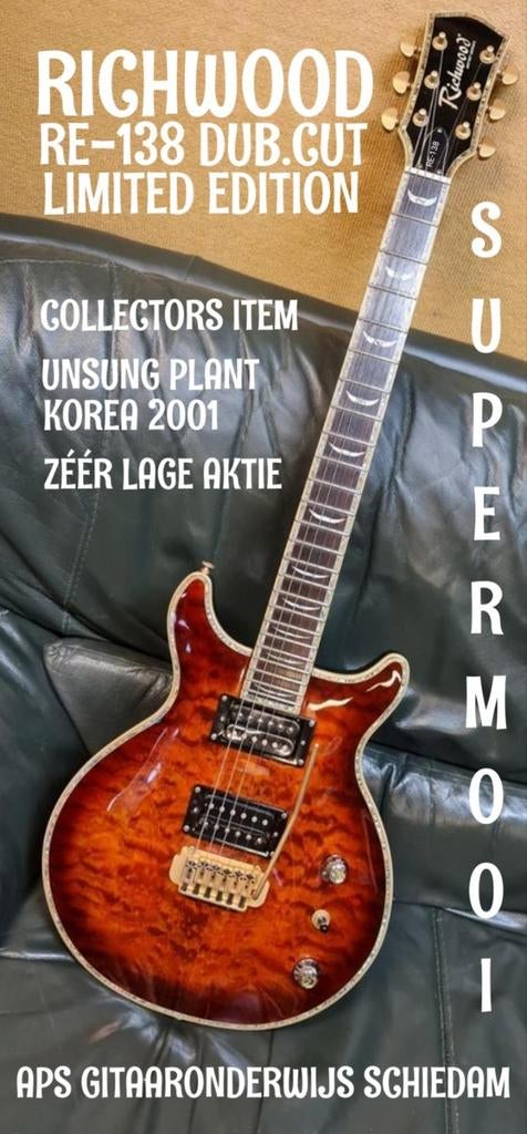 NIEUWSTAAT RICHWOOD RE-138 DUB.CUT LIM.EDITION KOREA 2001, Muziek en Instrumenten, Snaarinstrumenten | Gitaren | Elektrisch, Ophalen of Verzenden