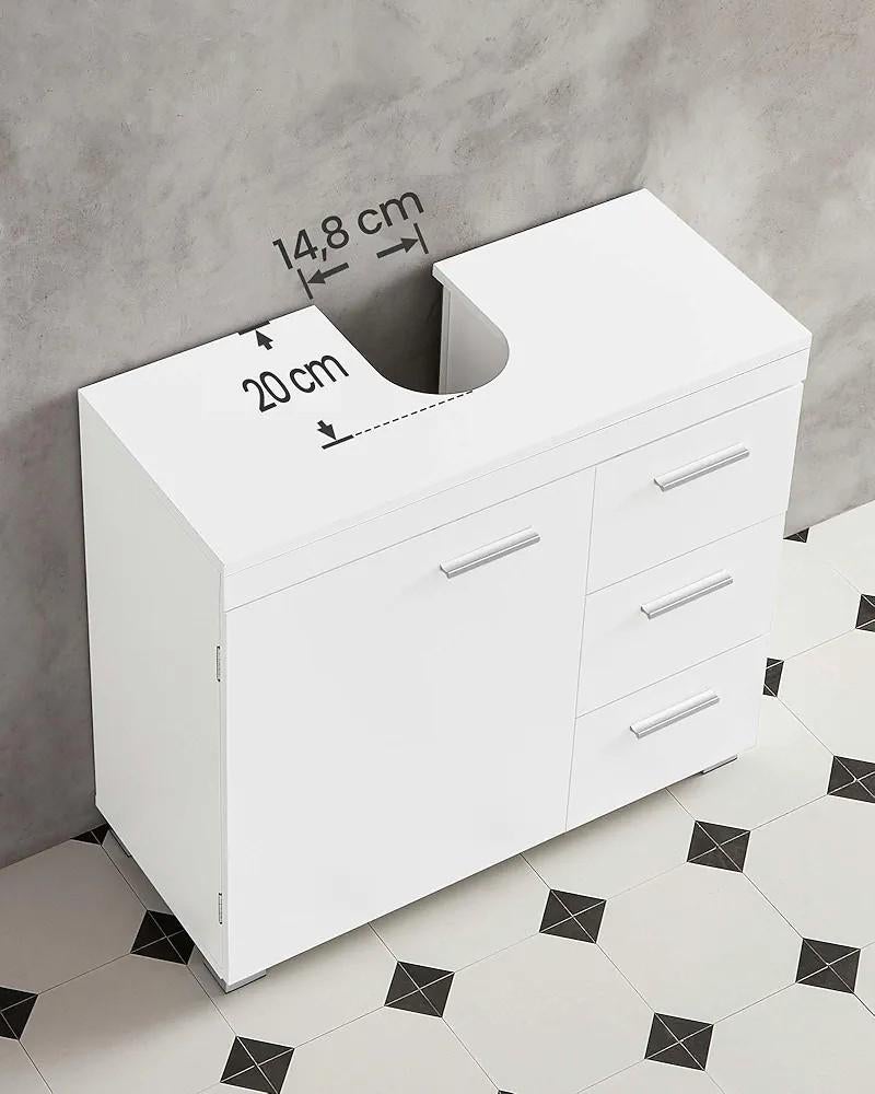 VASAGLE Wastafelkast Badkamerkast Wit, Nieuw, Minder dan 100 cm, Wastafelkast, 25 tot 50 cm