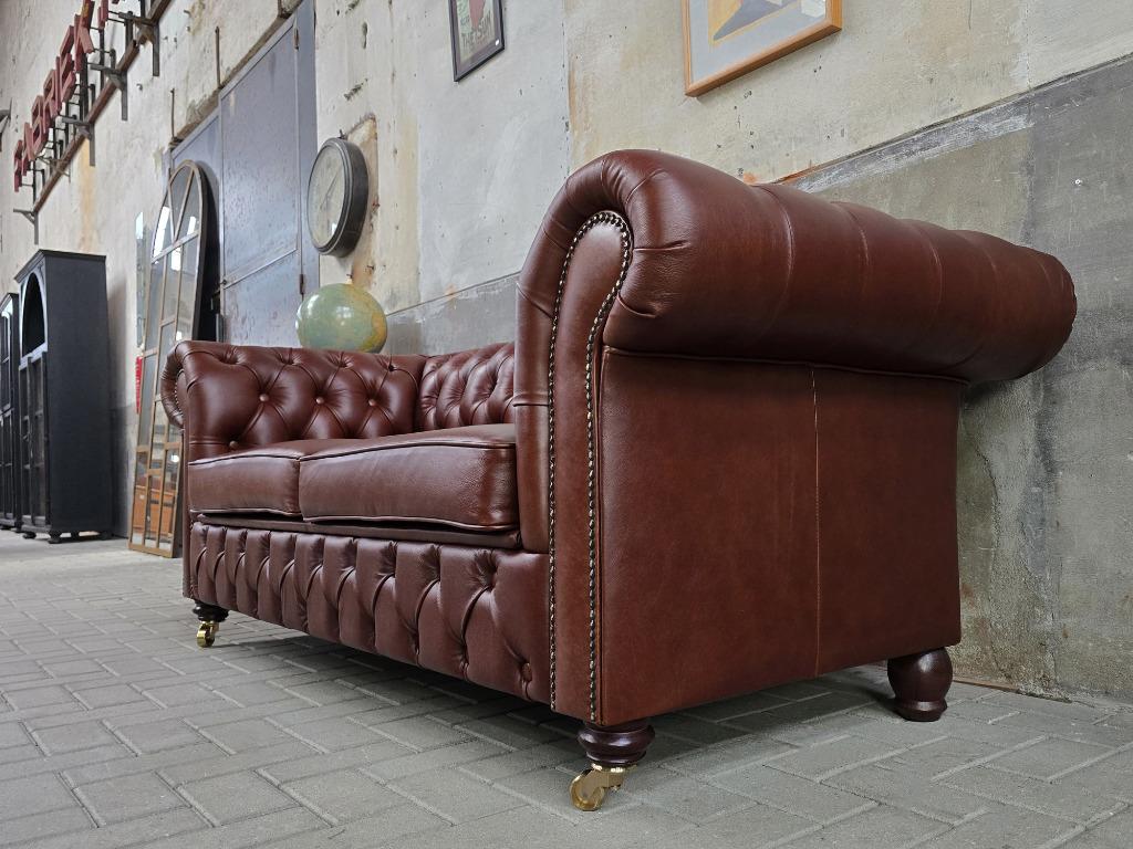 Nieuwe Leren Chesterfield Bank | Drie Persoons Tabaks Bruin, 75 tot 100 cm, Ophalen of Verzenden, Rechte bank, Klassiek Vintage Retro Brocante Industrieel Landelijk