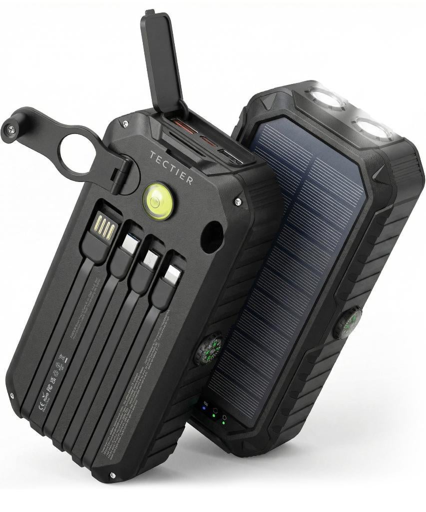 Zonne Powerbank 20.000mAh – 22.5W Snelladen – Dynamo, Verzenden, Nieuw, Tectier