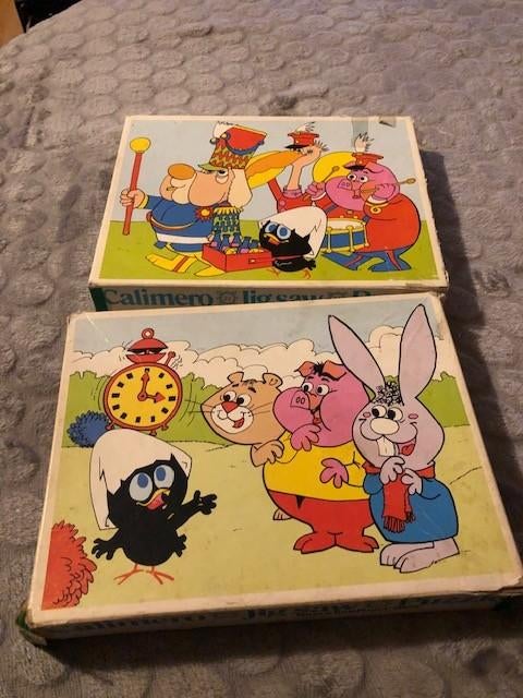 Retro puzzels Calimero, 2 stuks 20 stukken elk, Ophalen of Verzenden, 10 tot 50 stukjes, Gebruikt, 6 maanden tot 2 jaar