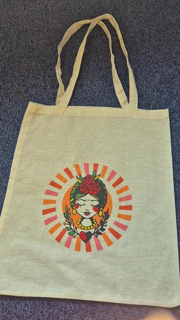Canvas tas met print, Ophalen of Verzenden, Nieuw, Beige, Shopper