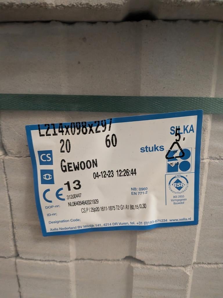 Lijmblokken/kalkzandsteen, Ophalen of Verzenden, Nieuw, Overige materialen, 15 m² of meer